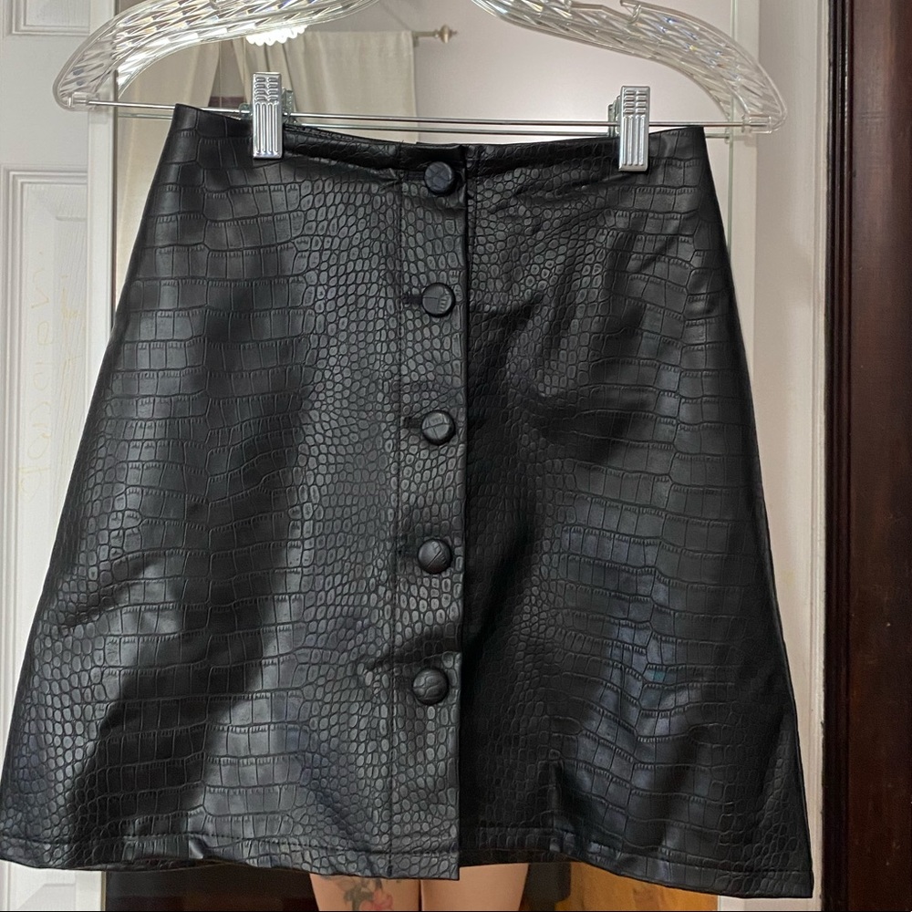 Animal print faux leather skirt
